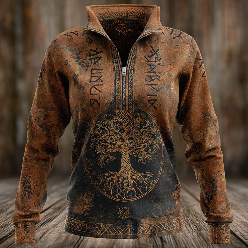 Comstylish Women's Vintage Viking Tree Of Life Print Sweatshirt