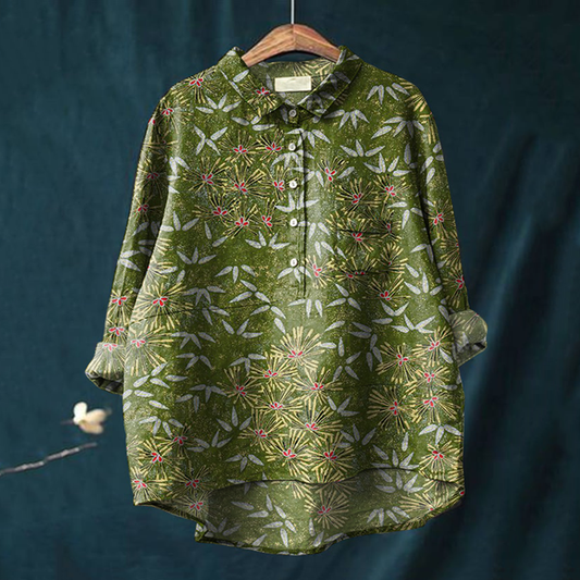 Comstylish Japanese Art Floral Print Blouse