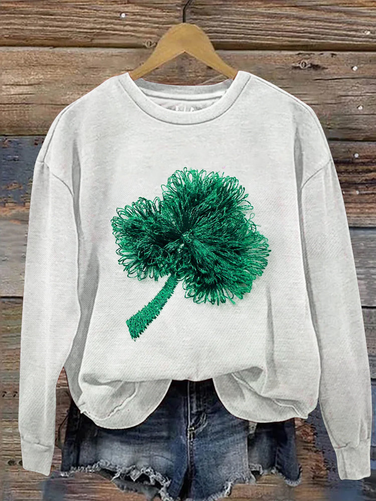 Comstylish Clover Tassel Embroidery Women's Casual Sweatshirt