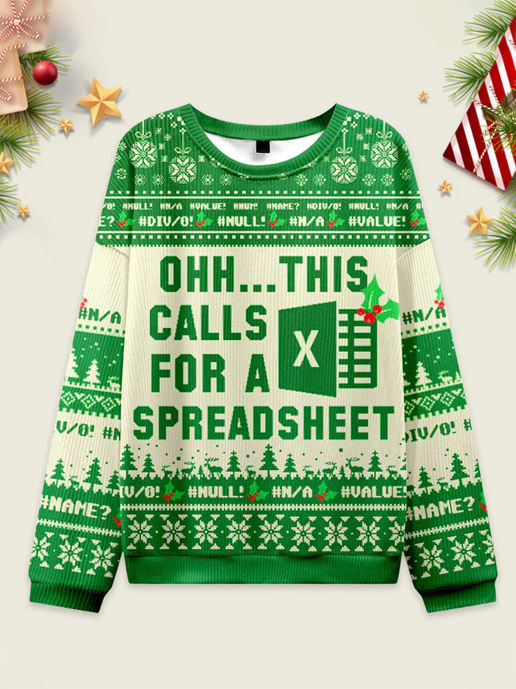 Comstylish Funny Christmas Ohh...this Calls For A Spreadsheet Print Casual Sweatshirt