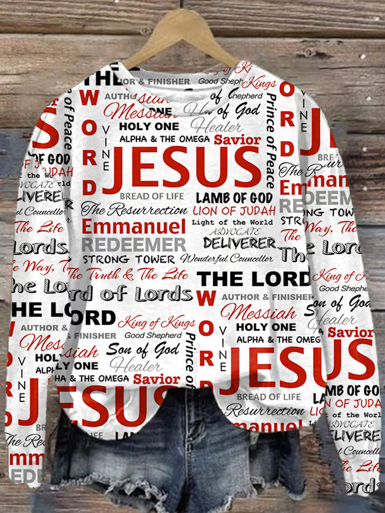 Comstylish Women's Jesus Crew Neck Long Sleeve Sweatshirt