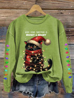 Comstylish Women's Hope Your Christmas Is Meowy And Bright Casual Sweatshirt