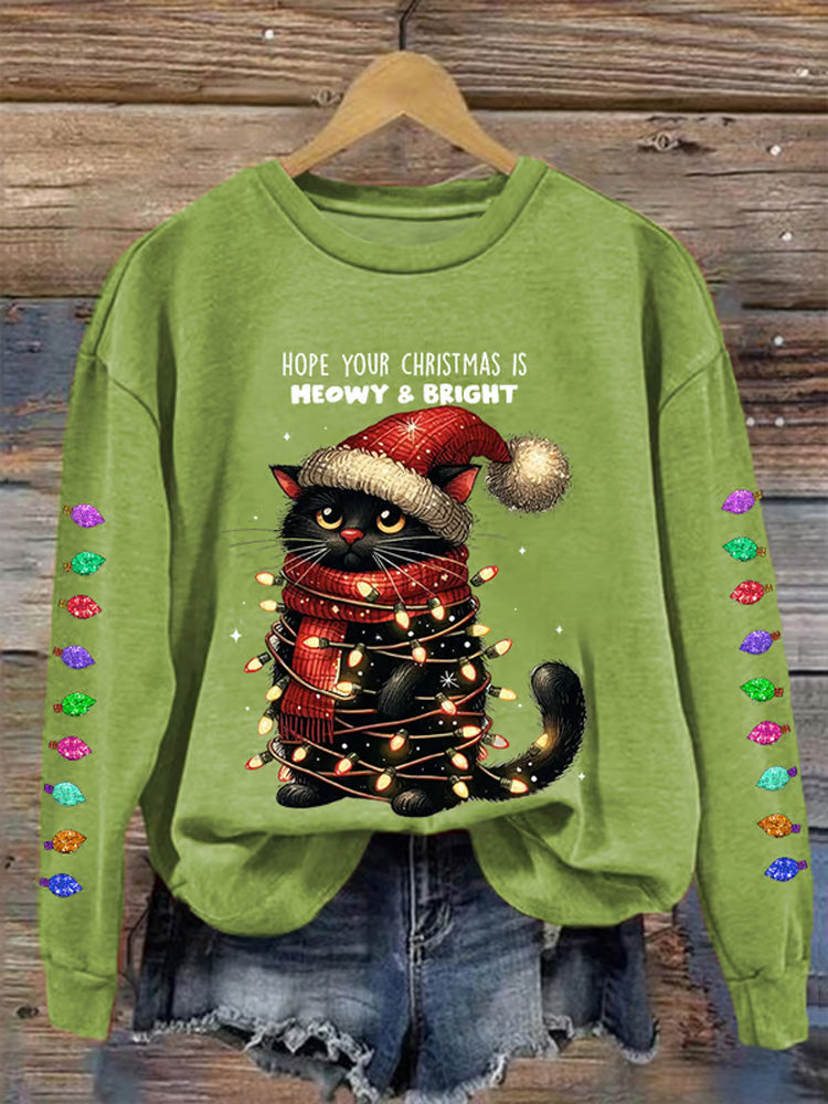 Comstylish Women's Hope Your Christmas Is Meowy And Bright Casual Sweatshirt