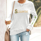 Comstylish St. Patrick's Day Slainte Print Crew Neck Casual Sweatshirt