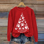 Comstylish Women's Christmas Paw Tree Printed Sweatshirt