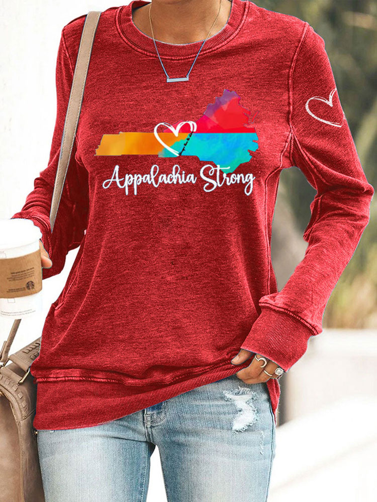 Comstylish Retro Appalachia Strong Hurricane Helene Print Sweatshirt