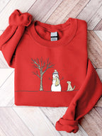 Comstylish Christmas Snowman Art Print Casual Sweatshirt