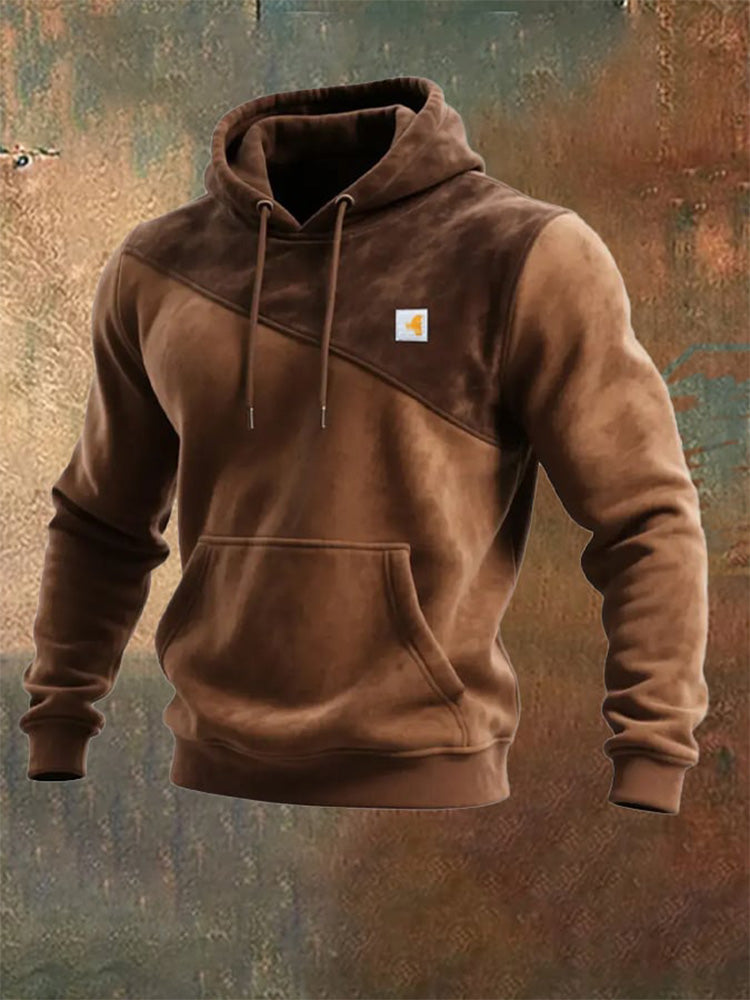 Men's Retro Distressed Color Block Print Casual Long Sleeve Sweatshirt artswardrobe