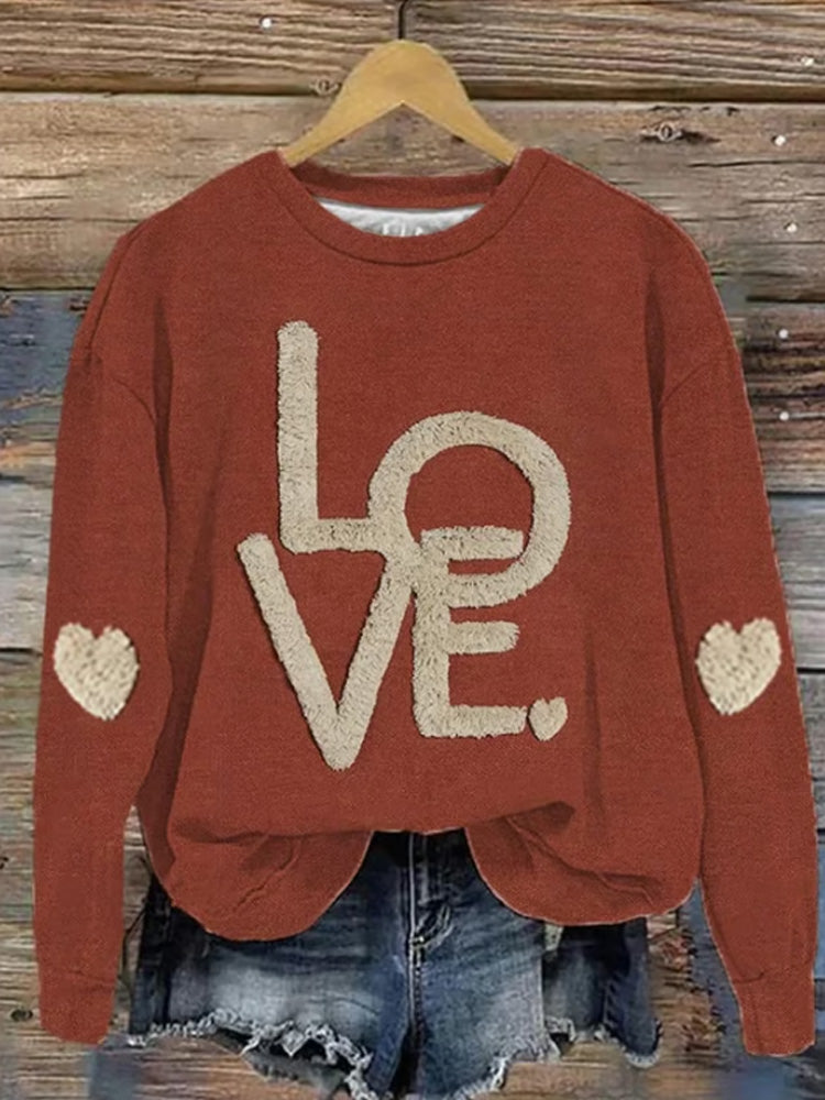 Comstylish Women's Valentine's Day Love Print Casual Sweatshirt