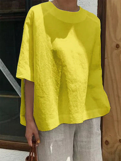 MW | Bequemes, lockeres Rundhals-Top