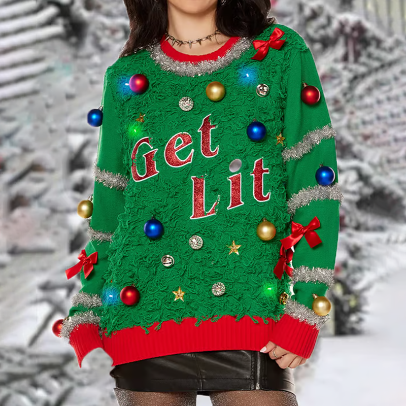 Comstylish Women's Christmas Get Ite Art Printed Casual Sweatshirt