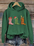 Comstylish Women's Christmas Printed Casual Hooded Sweatshirt