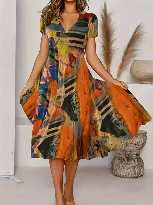 MW | Bohemian Sommerkleid mit V-Ausschnitt