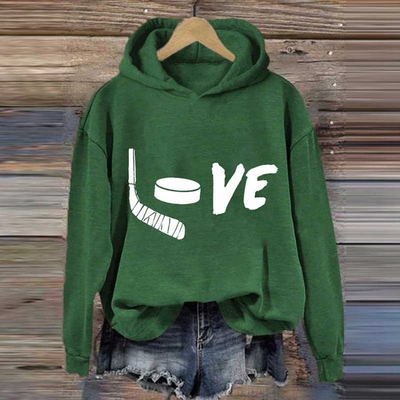 Comstylish Women's Love Ice Hockey Print Casual Sweatshirt
