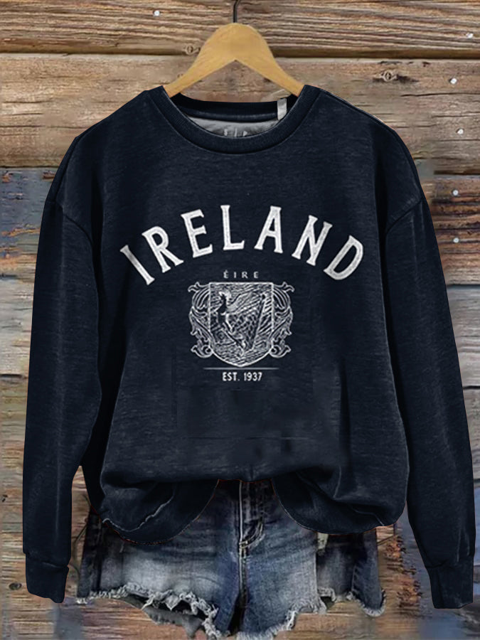 Comstylish Ireland Art Print Vintage Cozy Sweatshirt