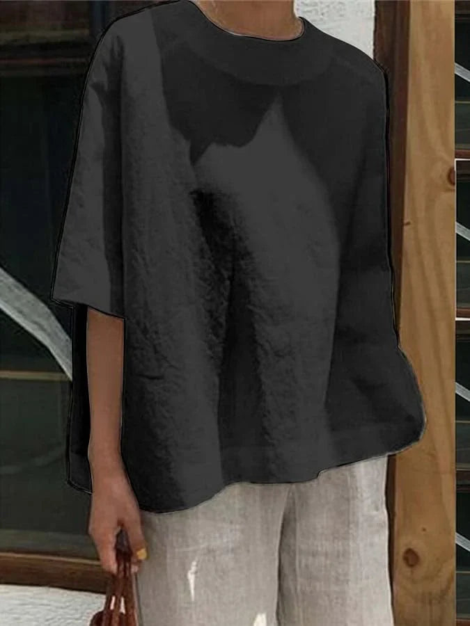 MW | Bequemes, lockeres Rundhals-Top