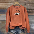 Funny Sleeping Cat Embroidered Print Sweatshirt elevenforest