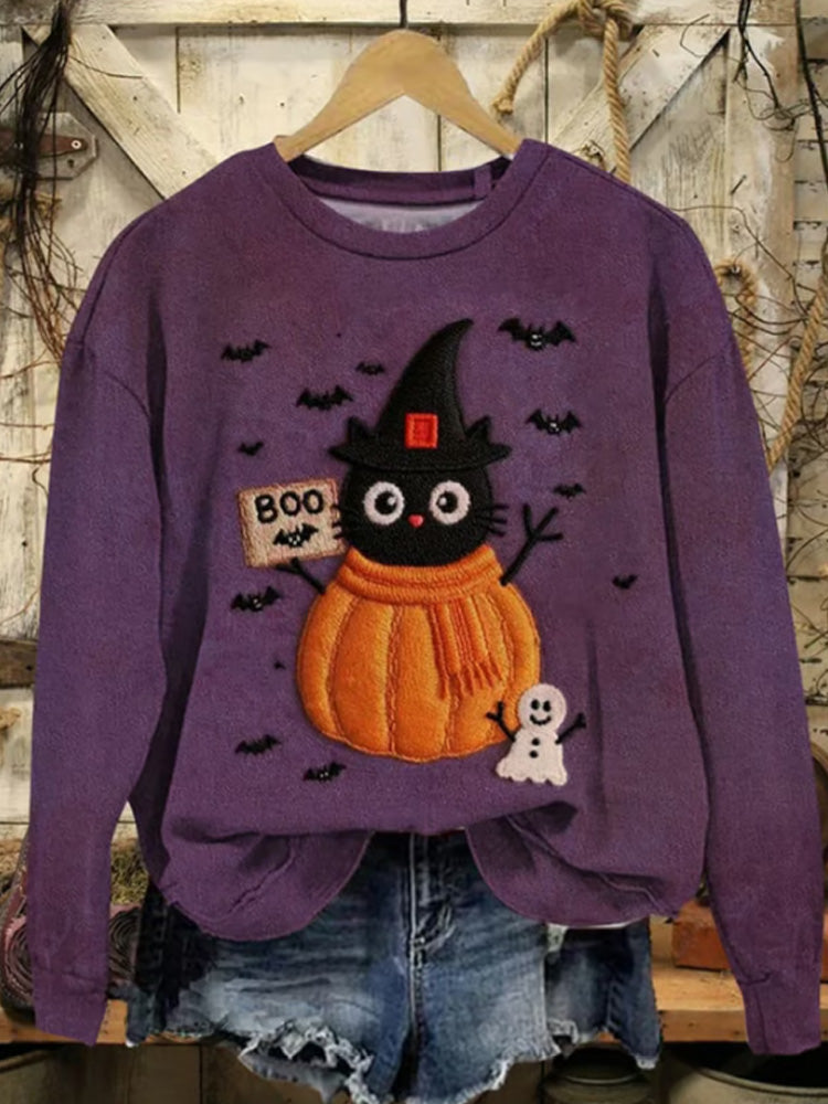 Comstylish Women's Casual Halloween Print Sweatshirt