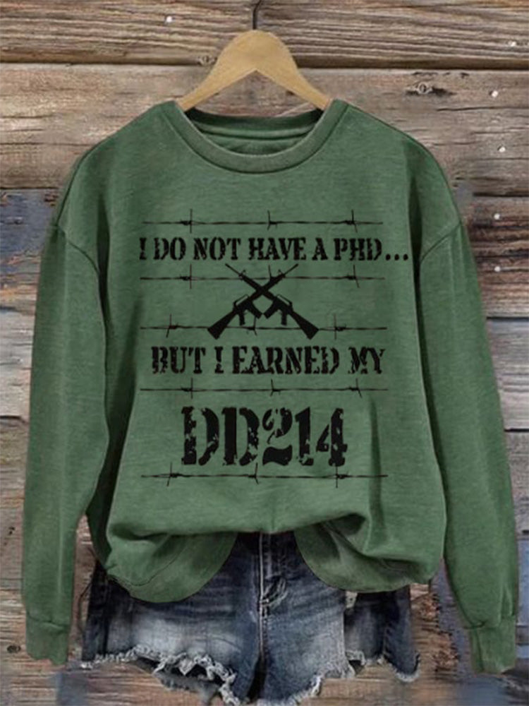 Comstylish Women's Dd-214 Veterans Day Printed Crew Neck Sweatshirt
