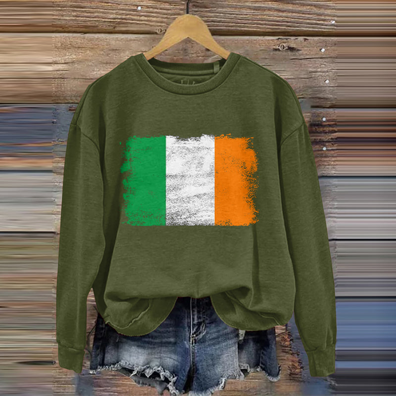 Comstylish Ireland Flag Art Print Vintage Cozy Sweatshirt