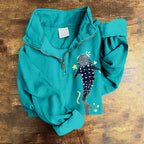 Comstylish Whale Shark Embroidered Zip Up Comfy Sweatshirt