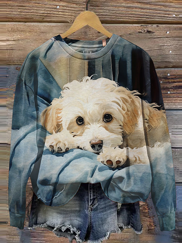 Comstylish Cute Dog Print Casual Sweatshirt