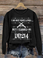 Comstylish Women's Dd-214 Veterans Day Printed Crew Neck Sweatshirt