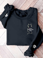 Comstylish Life Is Better With Cats Embroidered Comfy Sweatshirt