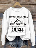 Comstylish Women's Dd-214 Veterans Day Printed Crew Neck Sweatshirt