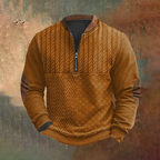Vintage Western Art Print Men's Zipper Neck Knit Sweatshirt artswardrobe