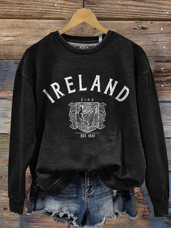 Comstylish Ireland Art Print Vintage Cozy Sweatshirt