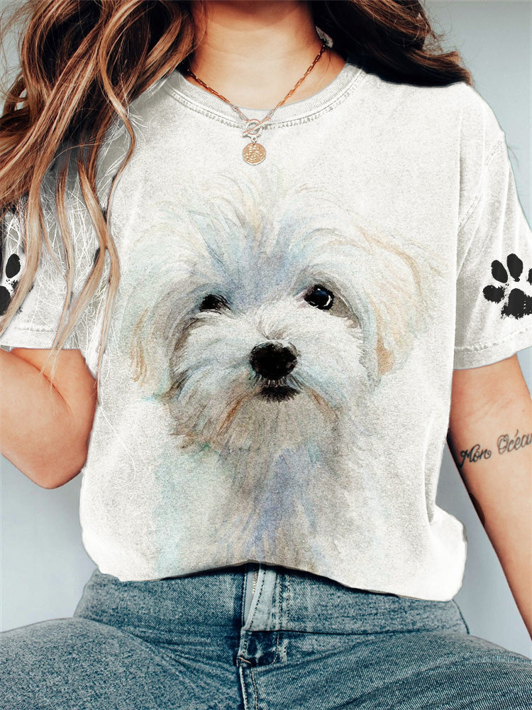 Comstylish Fuzzy Dog Paw Prints Vintage T Shirt