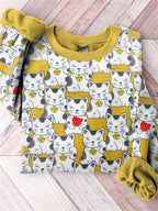 Lucky Cat Traditional Japanese Art Print Cotton Cozy Sweatshirt elevenforest