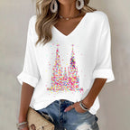 Comstylish Women's Cologne Carnival Pattern V-neck Sweatshirt