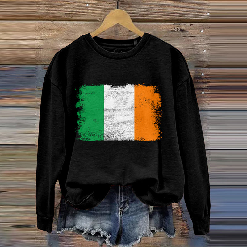 Comstylish Ireland Flag Art Print Vintage Cozy Sweatshirt