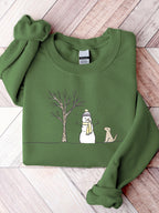 Comstylish Christmas Snowman Art Print Casual Sweatshirt