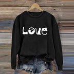 Comstylish Cat Love Printed Round Neck Casual Sweatshirt