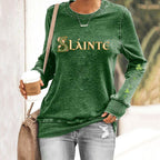 Comstylish St. Patrick's Day Slainte Print Crew Neck Casual Sweatshirt