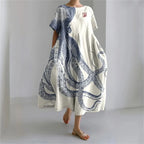 MW | Plus-Size Loose Fit Sommerkleid mit Tasche & O-Ausschnitt Elegantes Sommer Maxikleid