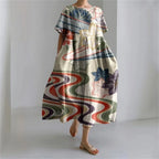 MW | Plus-Size Loose Fit Sommerkleid mit Tasche & O-Ausschnitt Elegantes Sommer Maxikleid