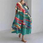 MW | Plus-Size Loose Fit Sommerkleid mit Tasche & O-Ausschnitt Elegantes Sommer Maxikleid