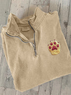 Lovely Paw Embroidery Art Zip Up Sweatshirt elevenforest