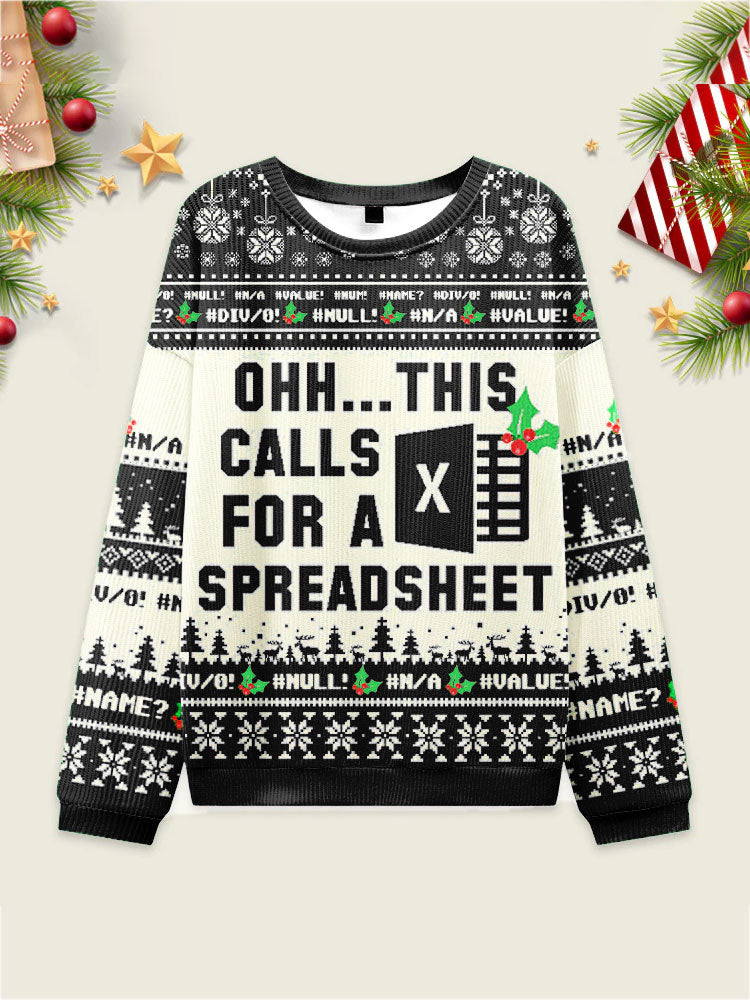Comstylish Funny Christmas Ohh...this Calls For A Spreadsheet Print Casual Sweatshirt