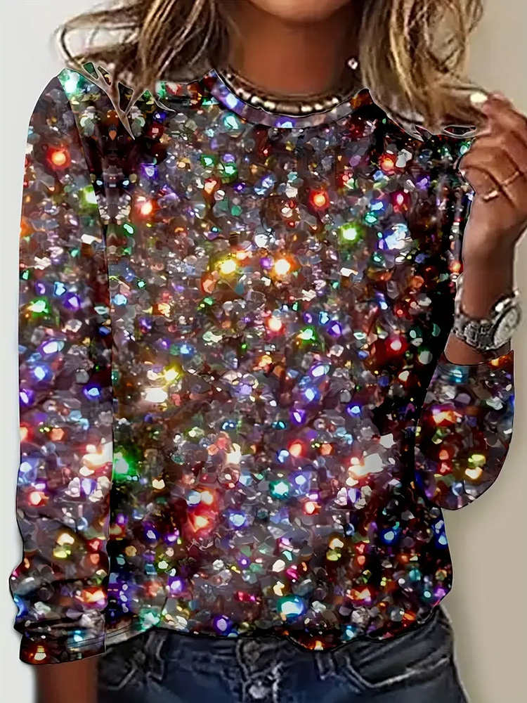 Comstylish Christmas Glitter Print Women's Sweatshirt