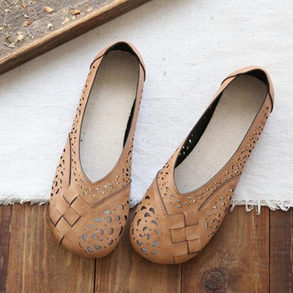 MW | Atmungsaktive Leder-Flats im Vintage-Stil