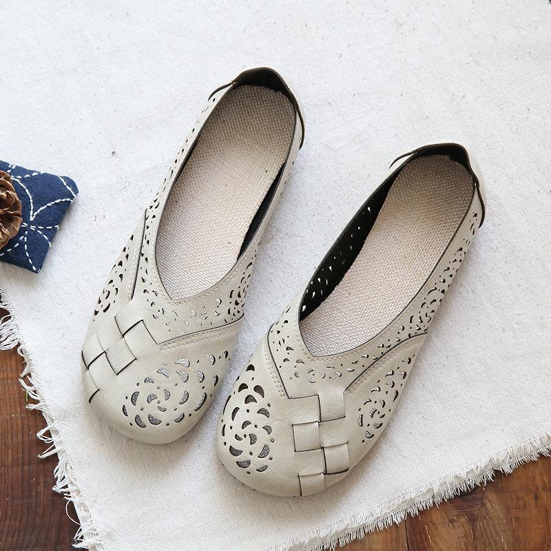 MW | Atmungsaktive Leder-Flats im Vintage-Stil