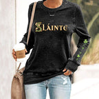 Comstylish St. Patrick's Day Slainte Print Crew Neck Casual Sweatshirt