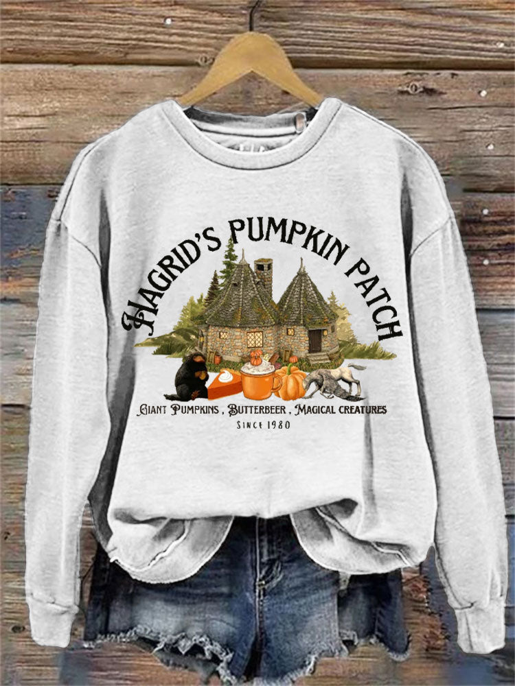 Women's Halloween Hagrid's Pumpkin Patch Print Sweatshirt artswardrobe