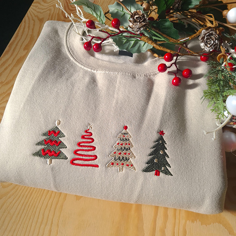 Comstylish Women's Christmas Tree Print Casual Sweatshirt