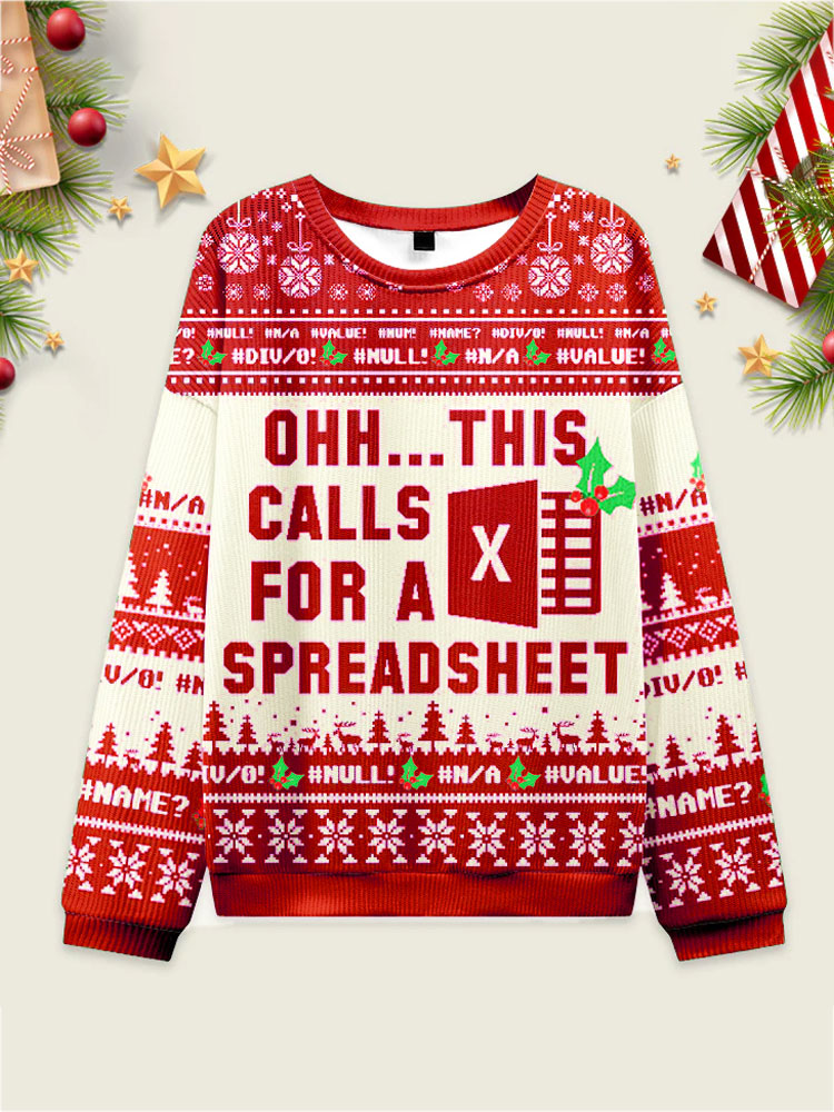 Comstylish Funny Christmas Ohh...this Calls For A Spreadsheet Print Casual Sweatshirt
